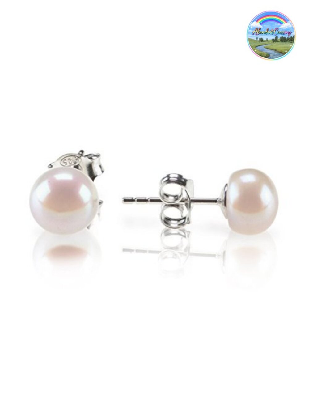14K Gold Plated Freshwater Pearl Stud Earrings 925 Sterling Silver